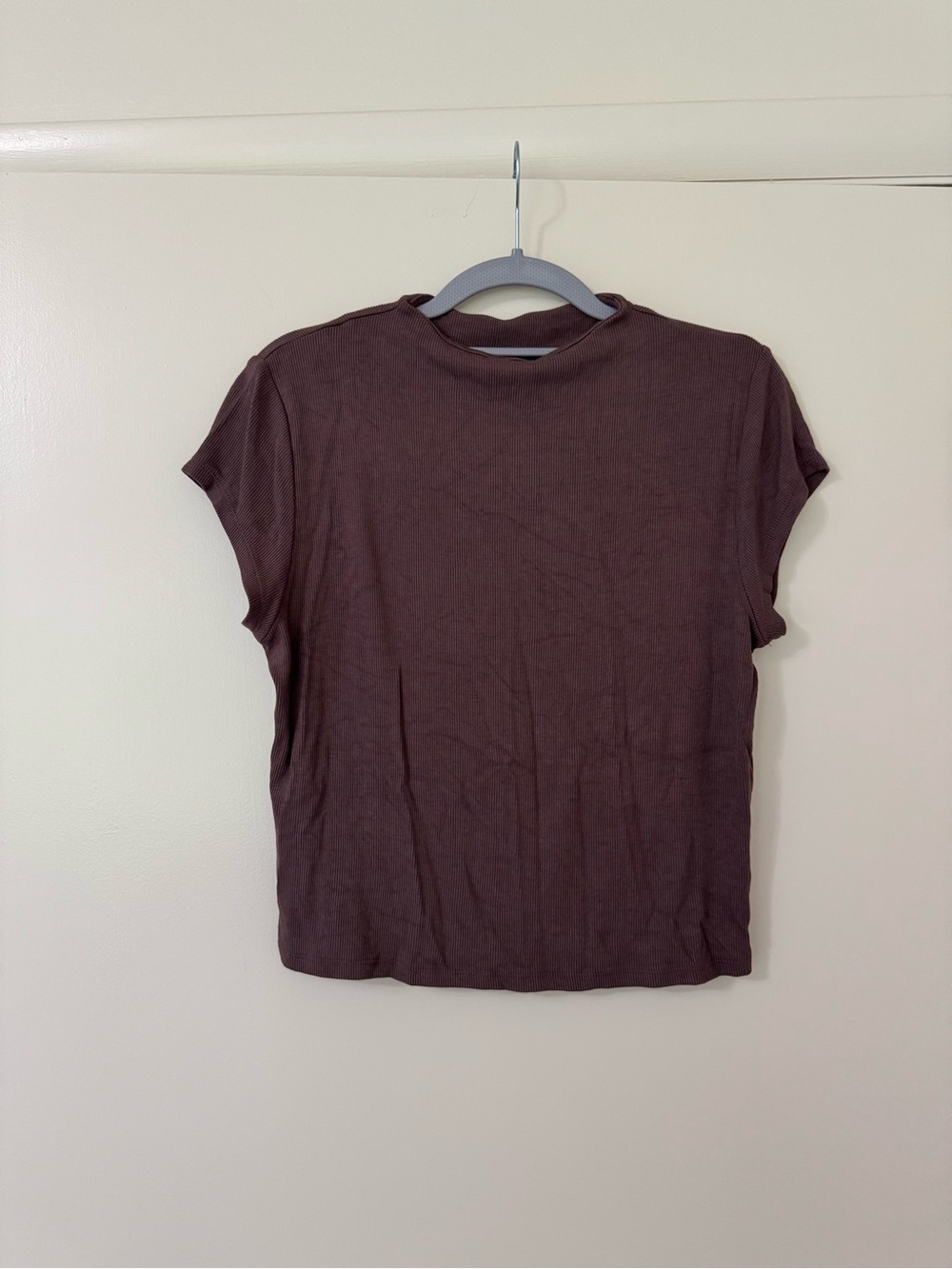 Essential Short Sleeve Crewneck Top in Dark Brown